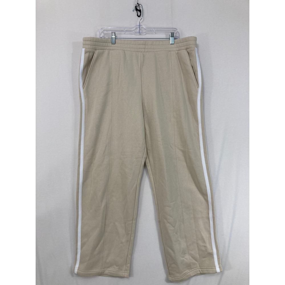 New‎ Express Varsity Pants XL Cream Side Stripe Fleece Straight Leg Sweatpants